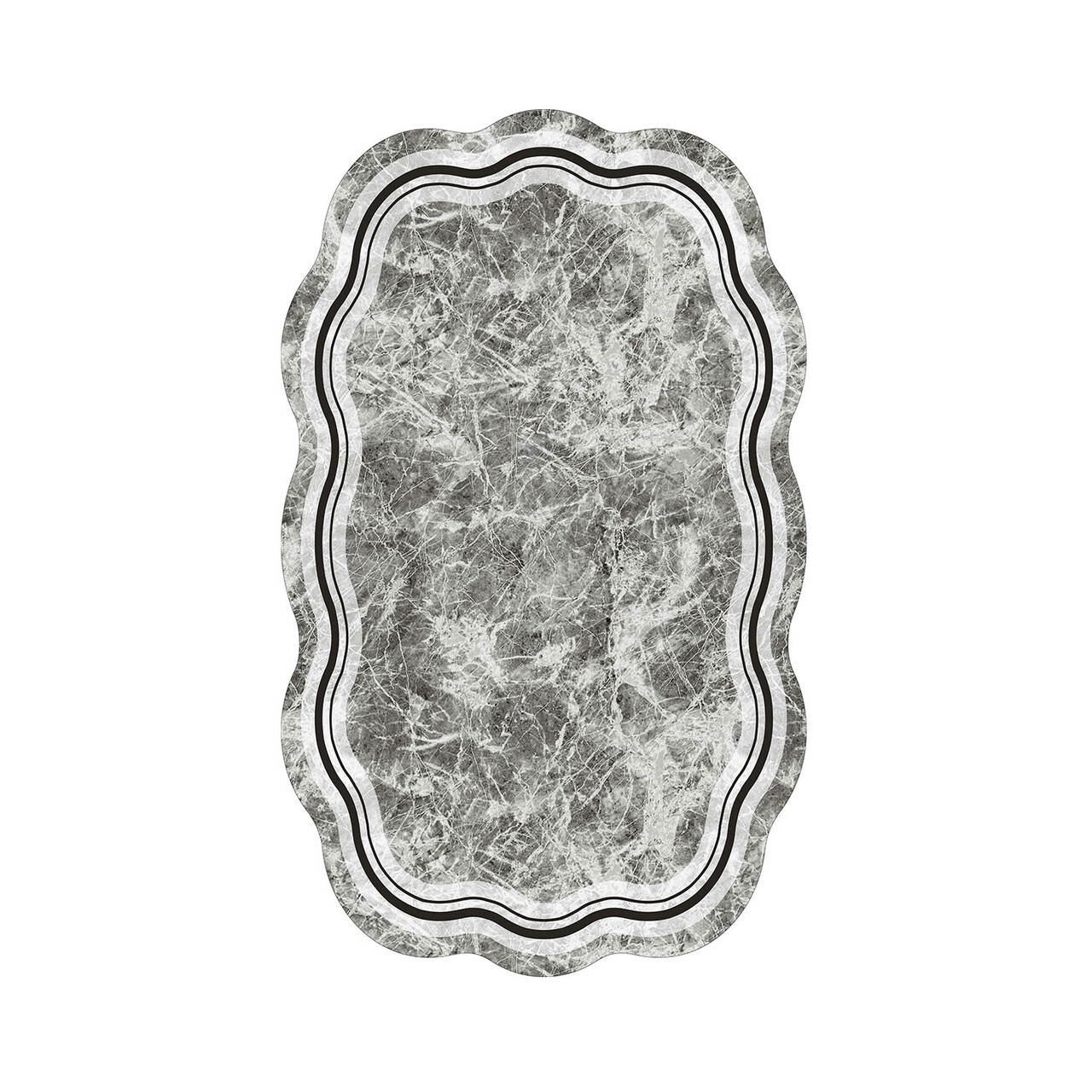 Covor, ALN600204GR02, 80x150 cm, Poliester, Gri / Negru / Alb - 1 | YEO