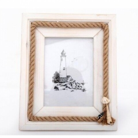 Rama foto Sealife, Bedora, 23 x 28 cm, lemn/iuta/sticla, natur/bej