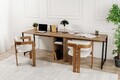 Birou, Nordure, Twin Study Desk, 240x74x60 cm, Pin Atlantic / Negru