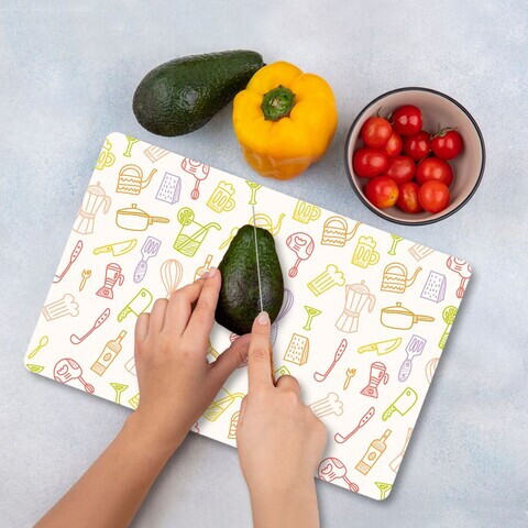 Tocător de sticlă, Hermia, 400FLR1346, Curățare ușoară, Multicolor