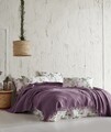 Set cuvertura pique dubla, Mona v2 - Plum, Şaheser, Bumbac