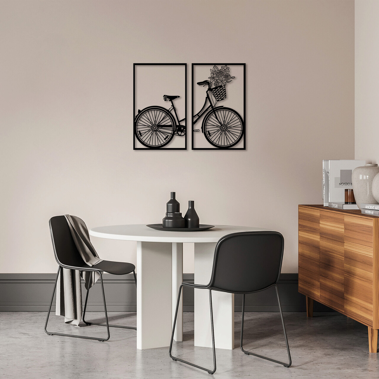 Decoratiune de perete, Nostalgic Bike, Metal, 43 x 70 cm, 2 piese, Negru - 2 | YEO