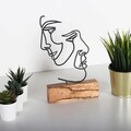 Decoratiune, Faces, 17x38x3.5 cm, Metal, Negru