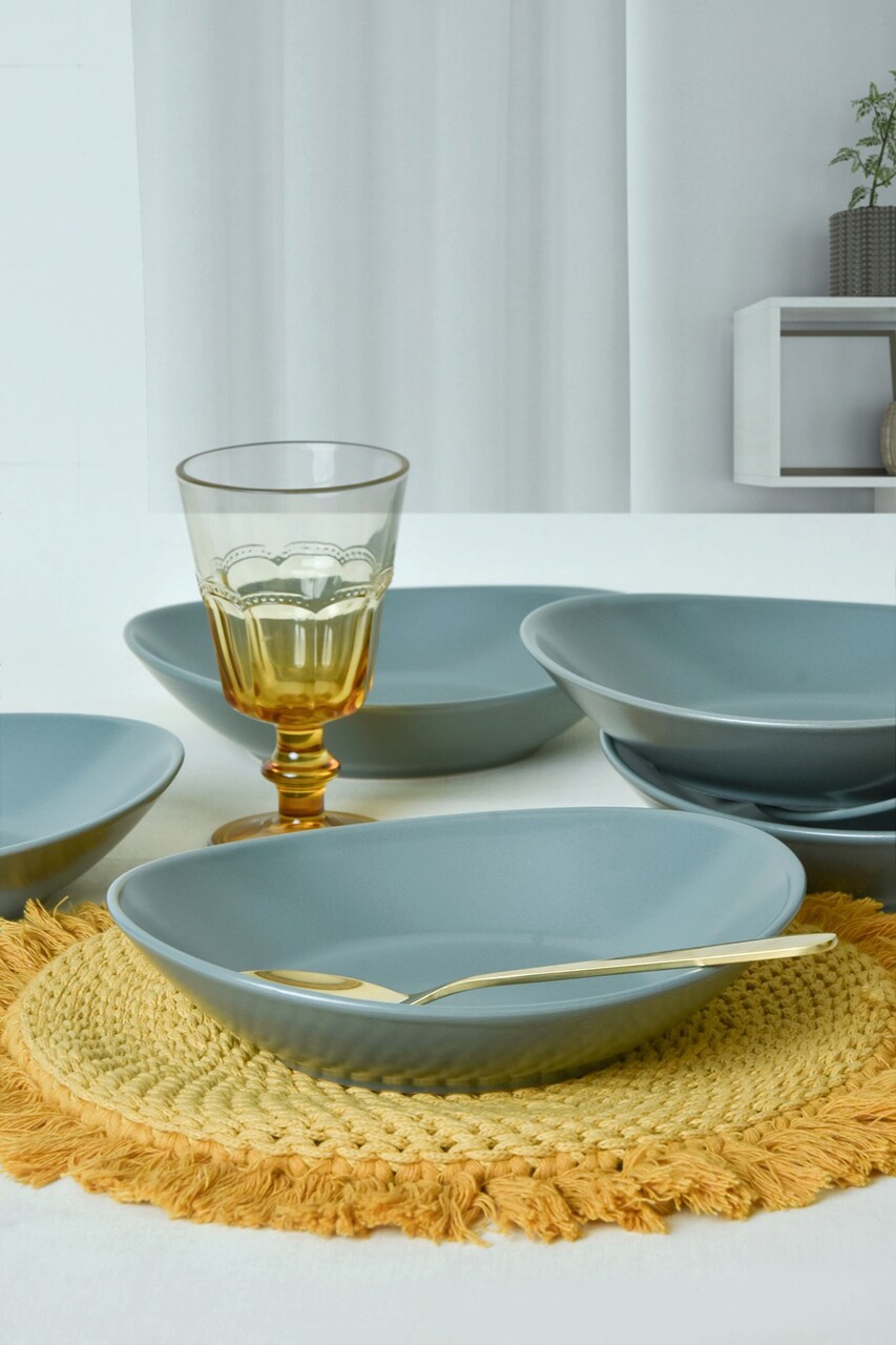 Set farfurii, Keramika, 275KRM2216, Ceramica , Nu absoarbe apa, Verde Mat - 1 | YEO