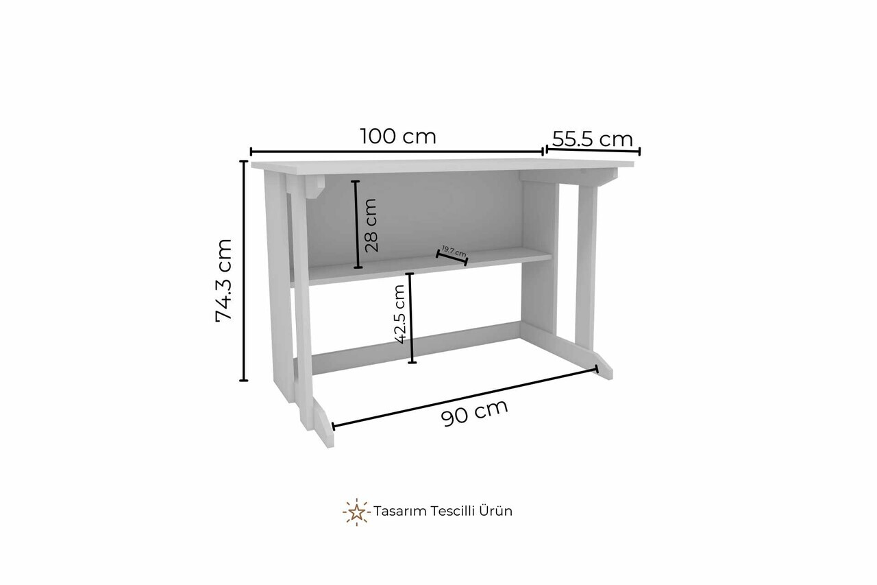 Birou, Hanah Home, Pillar, 100x74.3x55.5 cm, Pin Atlantic / Antracit — imaginea 6