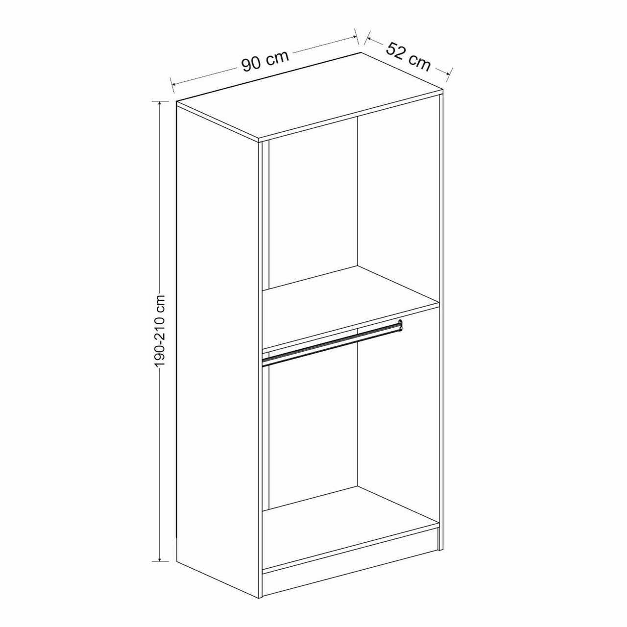 Dulap pentru haine, Minerva, Kale Membrane Blinds White, 90x190x52 cm, PAL, Alb