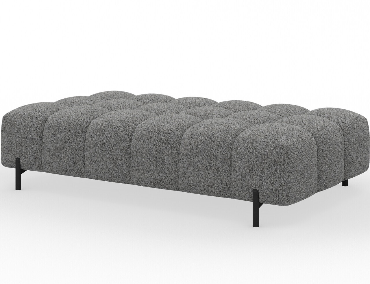 Taburet ELTAP, Ferivo, 137x68x37 cm, lemn/tesatura boucle, gri — imaginea 2