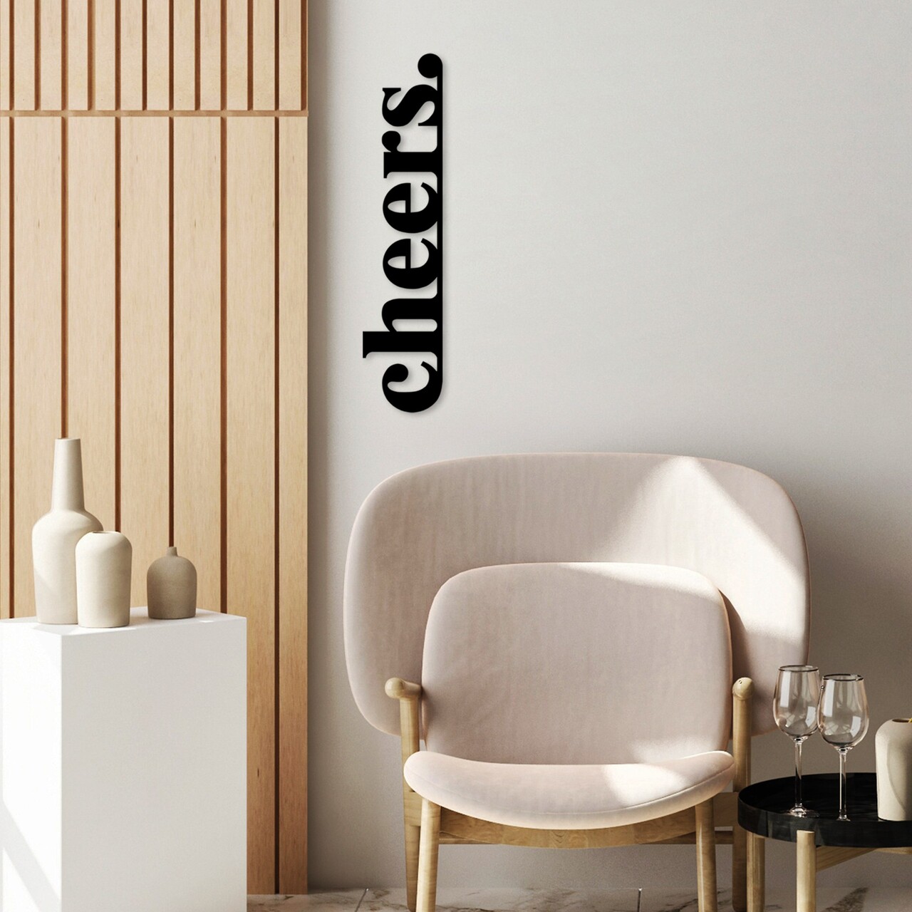 Decoratiune de perete, Cheers, Dimensiune: 70 x 16 cm, Negru - view 2