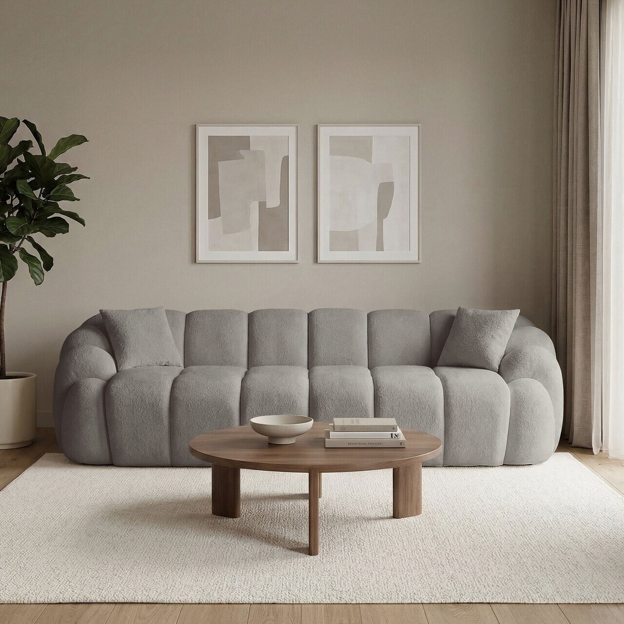 Canapea cu 4 locuri, Atelier del Sofa, 752EST2306, Lemn de carpen/PAL melaminat, Gri - view 2