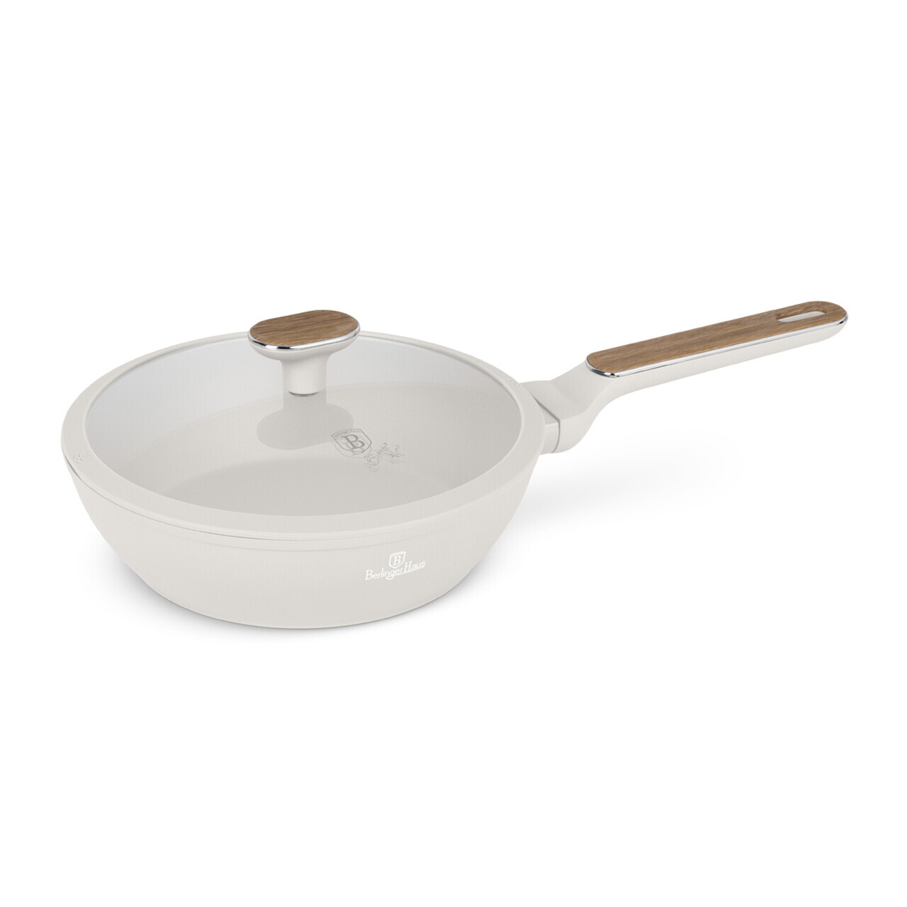 Tigaie adanca cu capac Berlinger Haus, Sahara Nordic, 24 cm, 2.3 L, aluminiu forjat, crem mat/natur - imagine 2