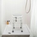 Taburet de baie rotativ si reglabil Roshawer, InnovaGoods, 42 x 42 x 36-53 cm, alb/gri