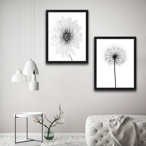 Set 2 tablouri decorative, all white flower set, pal, hartie, multicolor