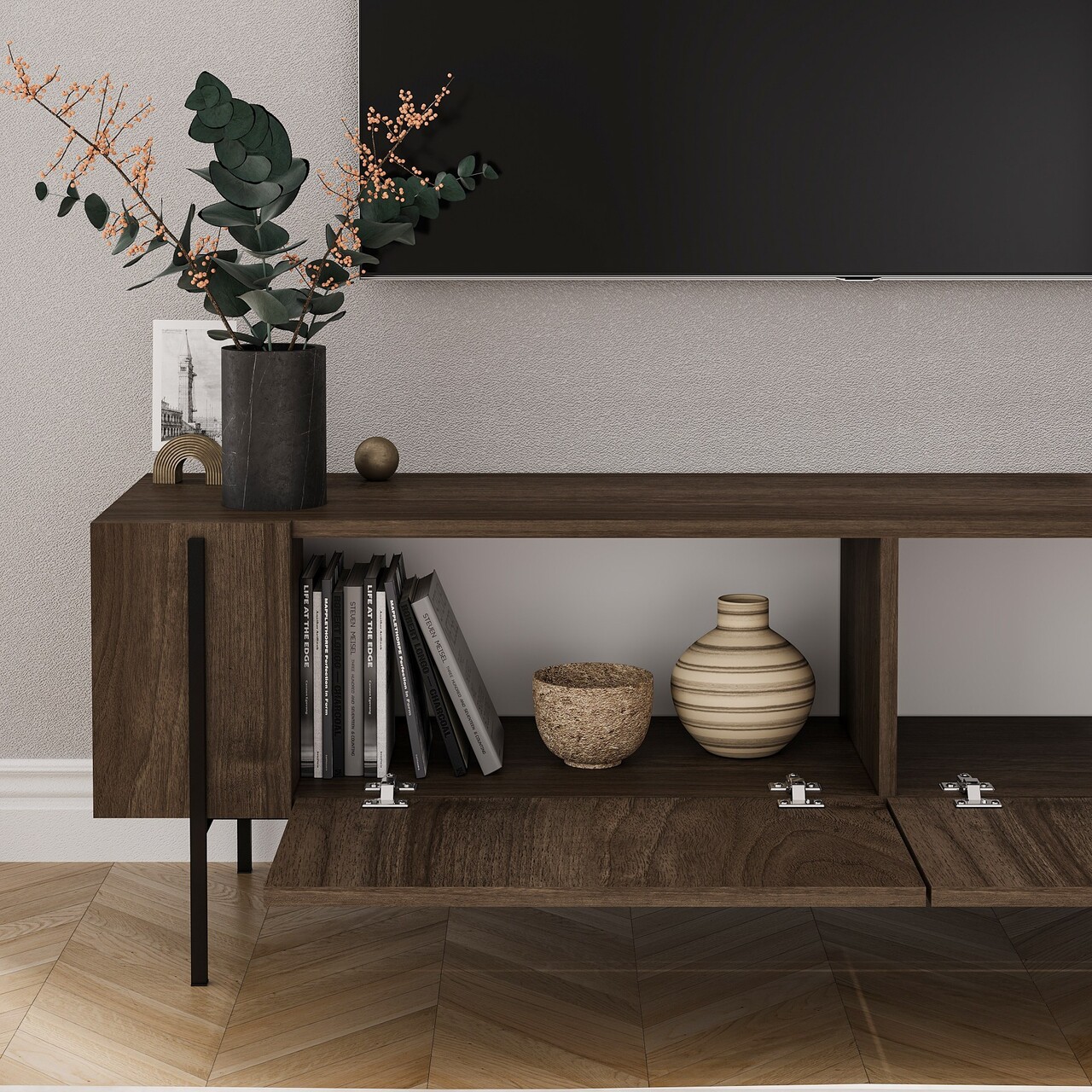 Comoda TV, Hanah Home, Herman, 160x45.6x31.4 cm, Maro - view 4