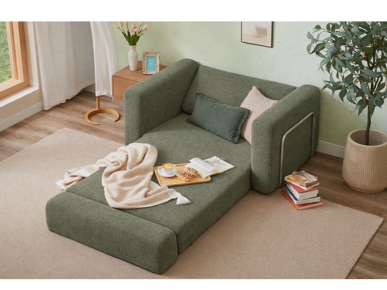 Fotoliu extensibil, Atelier del Sofa, 118FVL1105, Tesatura Boucle, Verde - view 3