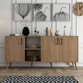 Consola, Mezza, Exxen, 180 x 80 x 45 cm, pal melaminat, stejar