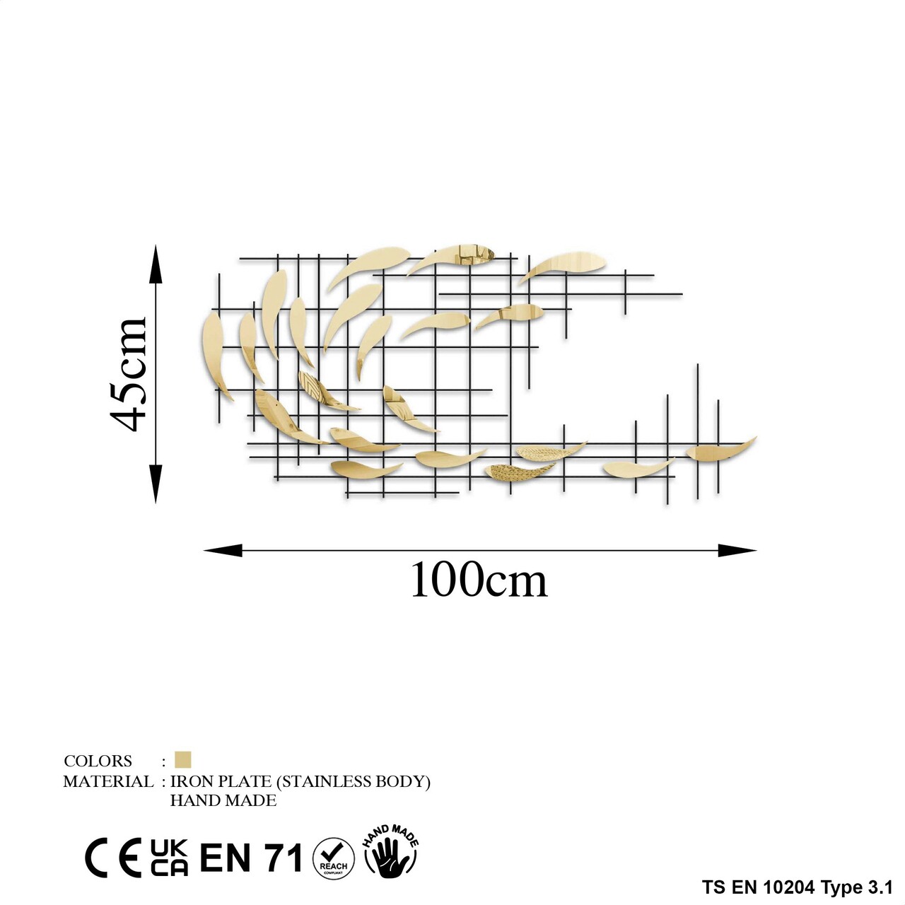 Decoratiune de perete, Sheen, Lățime: 100 cm Înălțime: 45 cm Adâncime: 4 cm, Multicolor - view 7