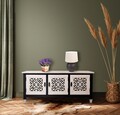 Bufet inferior cu 3 usi Karl, Creaciones Meng, 105.5x40x46 cm, lemn de brad/MDF, alb antic