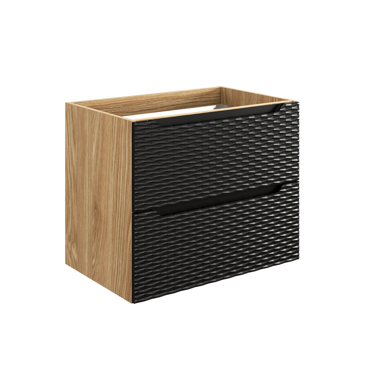 Set mobiler baie, dulap cu lavoar, 70 cm S Cloud, Ocean Black, Comad, MDF/PAL laminat, negru mat/stejar — imaginea 4