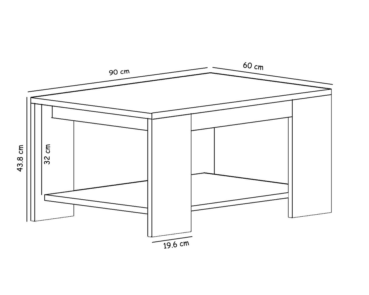 Masuta de cafea, Inarch, Lina, 90x43.8x60 cm, PAL, Alb