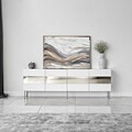 Comoda TV, Neostill, Leon, 180x59x35 cm, PAL, Alb / Argintiu
