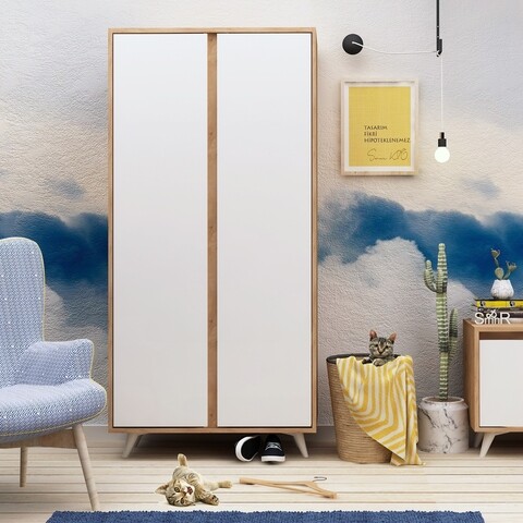 Dulap pentru haine Ajumma, Mod Design, 100x52x187 cm, natural/alb 100x52x187 imagine 2022