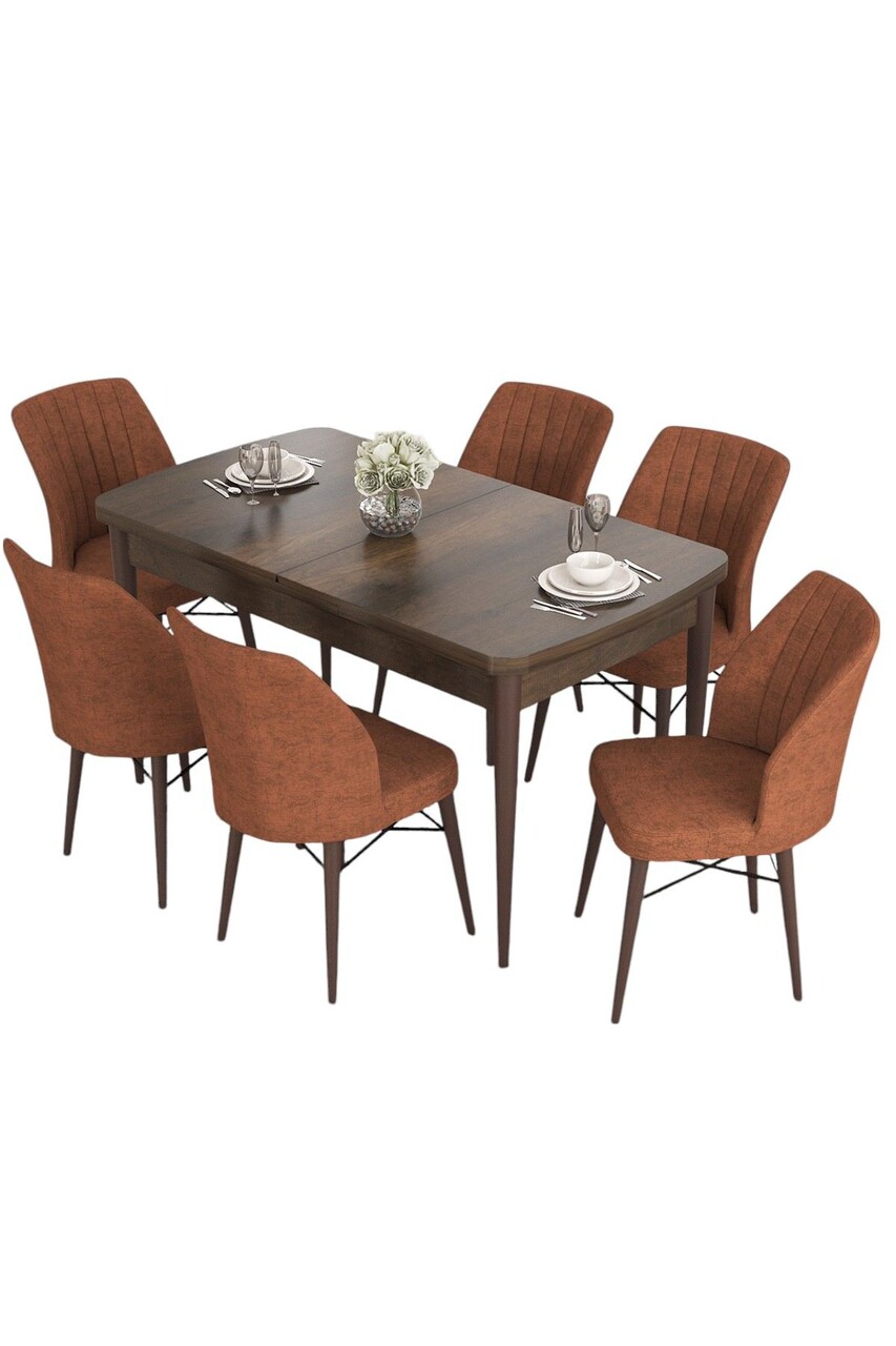 Set masa extensibila si scaune, Hanah Home, Eva, Baroc / Roșu-țiglă - view 2