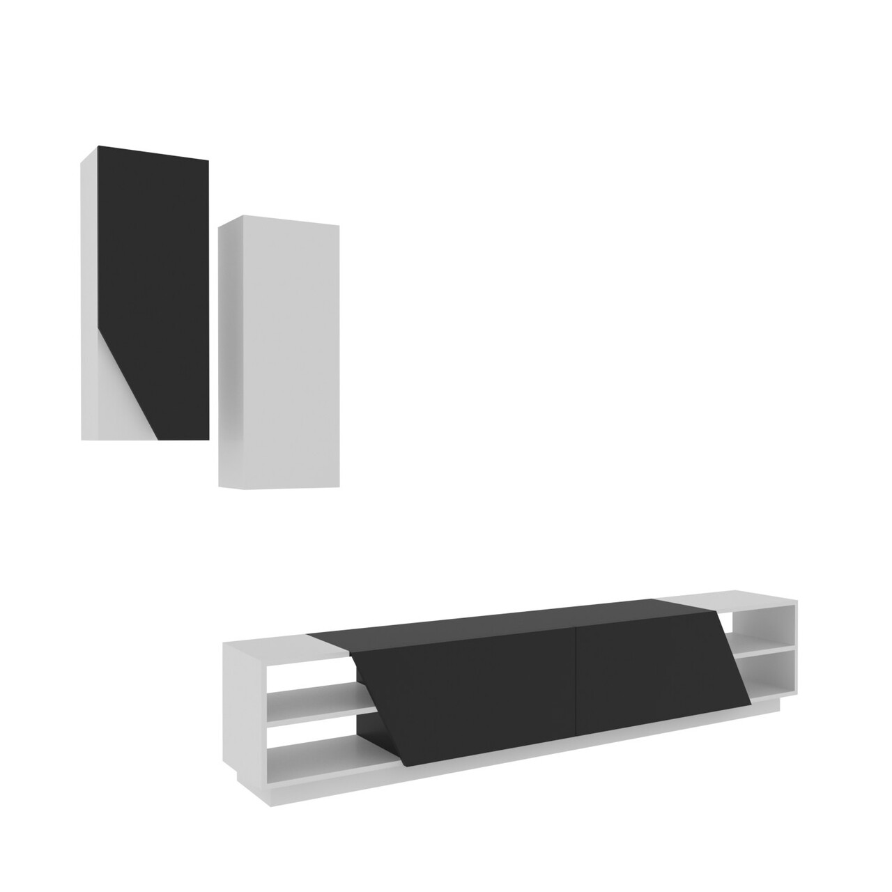 Comoda TV, Hanah Home, Zebra, Alb/Negru - imagine 8