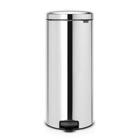Cos de gunoi cu pedala, Brabantia, NewIcon Brilliant Steel, 30 L, 38x29.3x67.9 cm, otel, argintiu