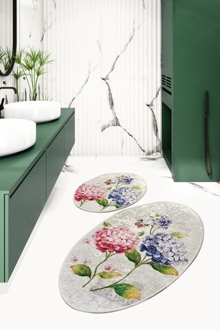 Set 2 covorase de baie Ortanca, Chilai, 50×60 cm/60×100 cm, multicolor 50x60 imagine 2022 by aka-home.ro