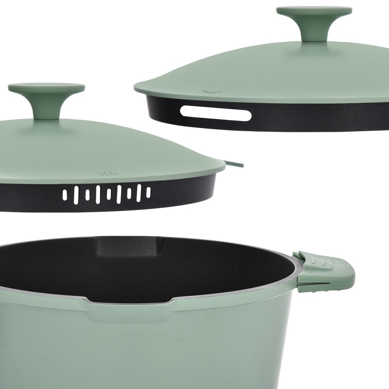 Oala cu capac Fern, Ambition, 20 cm, 2.6 L, aluminiu, verde/negru - imagine 5