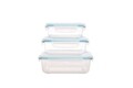 Set 3 caserole Rectangle, Sabichi, sticla/plastic/silicon, transparent