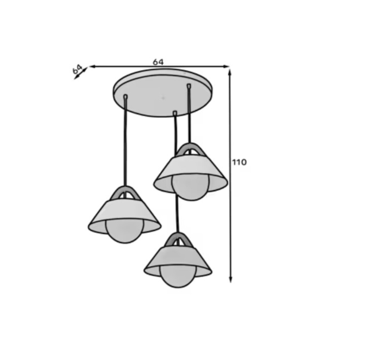 Lustra ELTAP, Almitara, 64x110 cm, 3xE27, 15W, otel/PVC, alb/maro