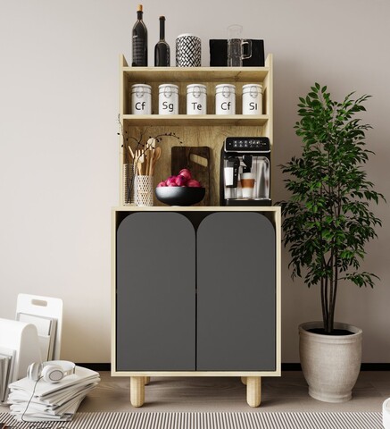 Dulap multifunctional, Hanah Home, Parma 2, 70x155x40 cm, PAL, Stejar safir / Antracit