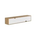 Comoda TV, Decortie, Spark, 180 x 35 x 35.6 cm, pal melaminat, alb/stejar