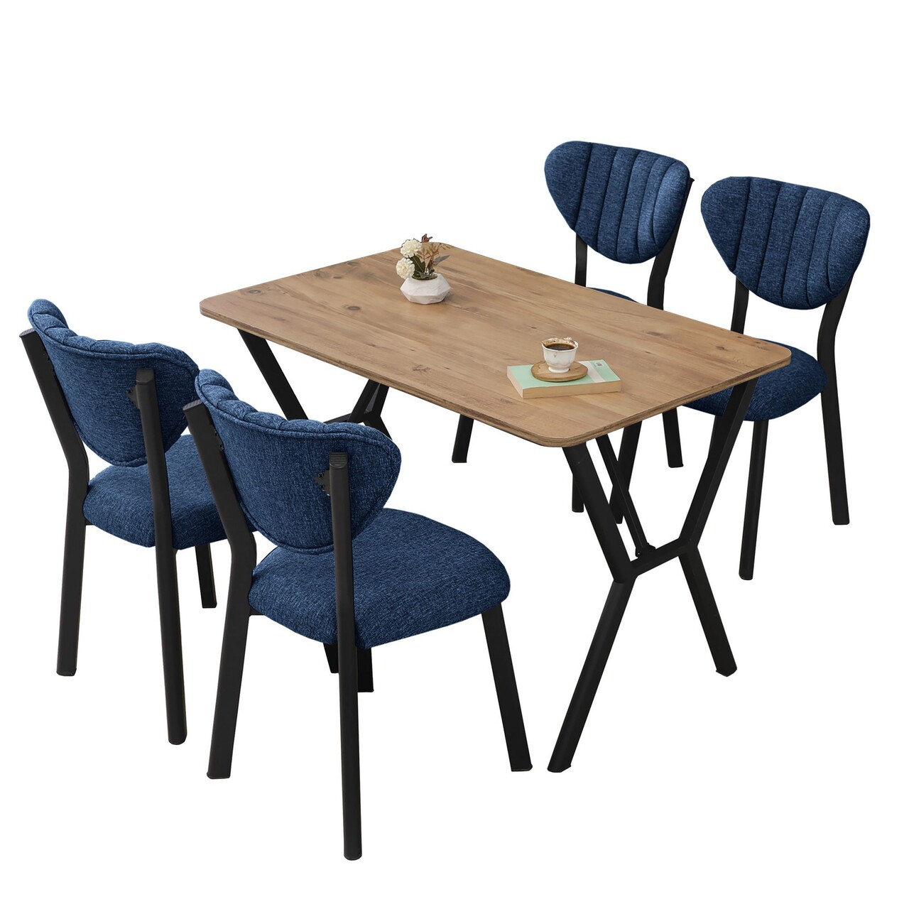 Set masa extensibila si scaune, Hanah Home, Elma, Albastru marin / Nuc - view 3