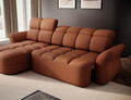 Coltar extensibil stanga 3 locuri ELTAP, Beneth, 301x185x115 cm, lemn/poliester, caramiziu
