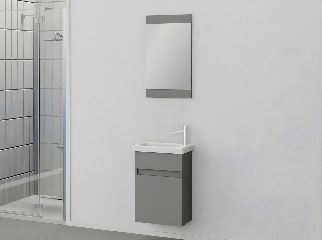 Set mobilier de baie (2 piese), Hanah Home, Mare 45, Gri Mat - view 2