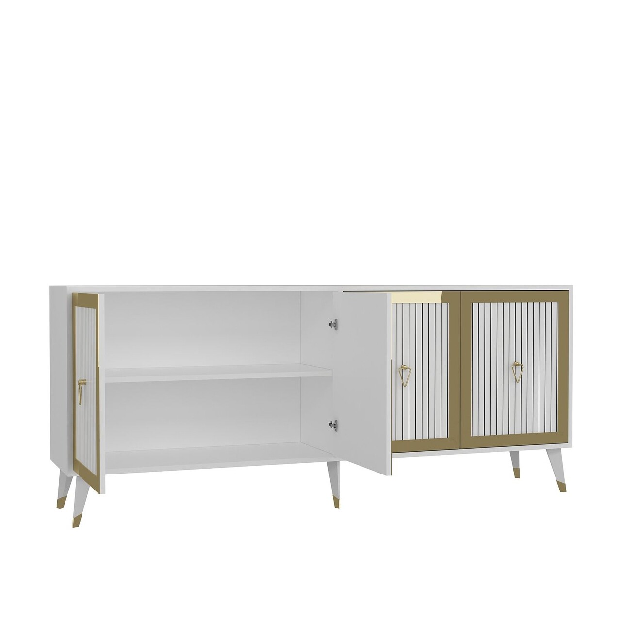 Consola, Hanah Home, Benner, 180x78.6x35 cm, PAL , Alb/Auriu - view 6