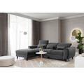Coltar extensibil stanga 4 locuri ELTAP, Foble, 267x196x100 cm, lemn/poliester, gri inchis