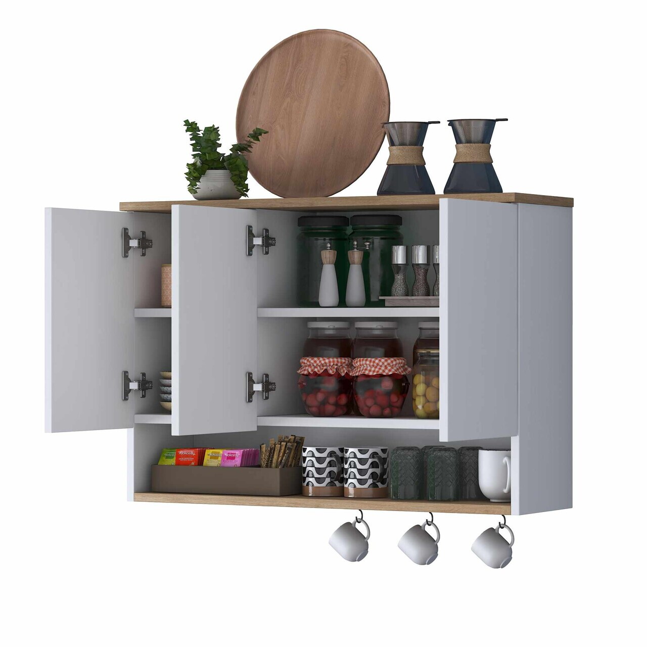 Dulap multifunctional, Hanah Home, JE237, 90x61.8x27.5 cm, Alb/Maro — imaginea 9