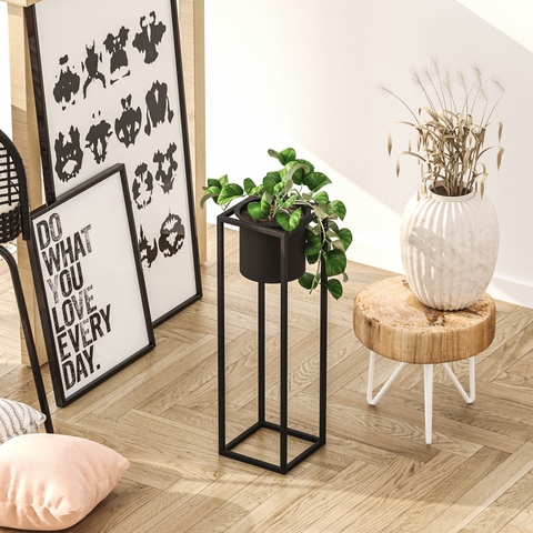 Ghiveci, GED-023, 15x50x15 cm, Metal, Negru