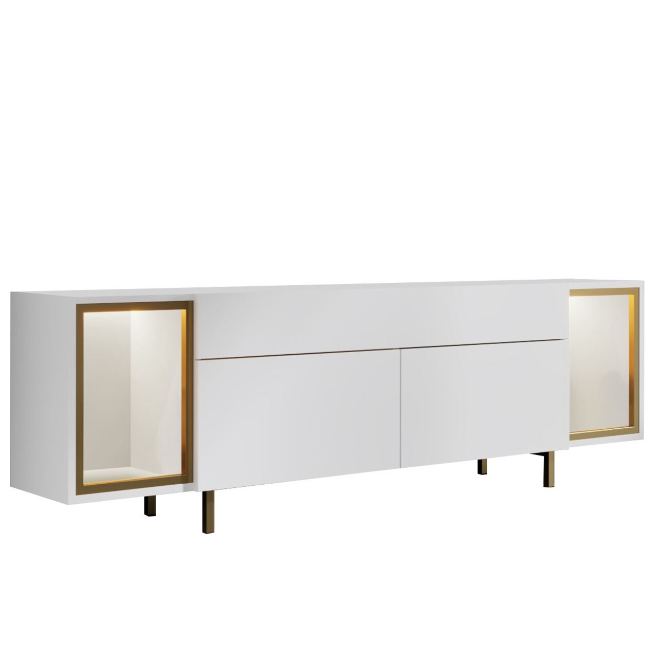 Comoda TV, Hanah Home, Zenith, 180x55x32 cm, Alb/Auriu - view 6