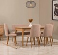 Set masă și scaune extensibile (6 bucăți), Vella, Vina, Pin Atlantic / Piatră