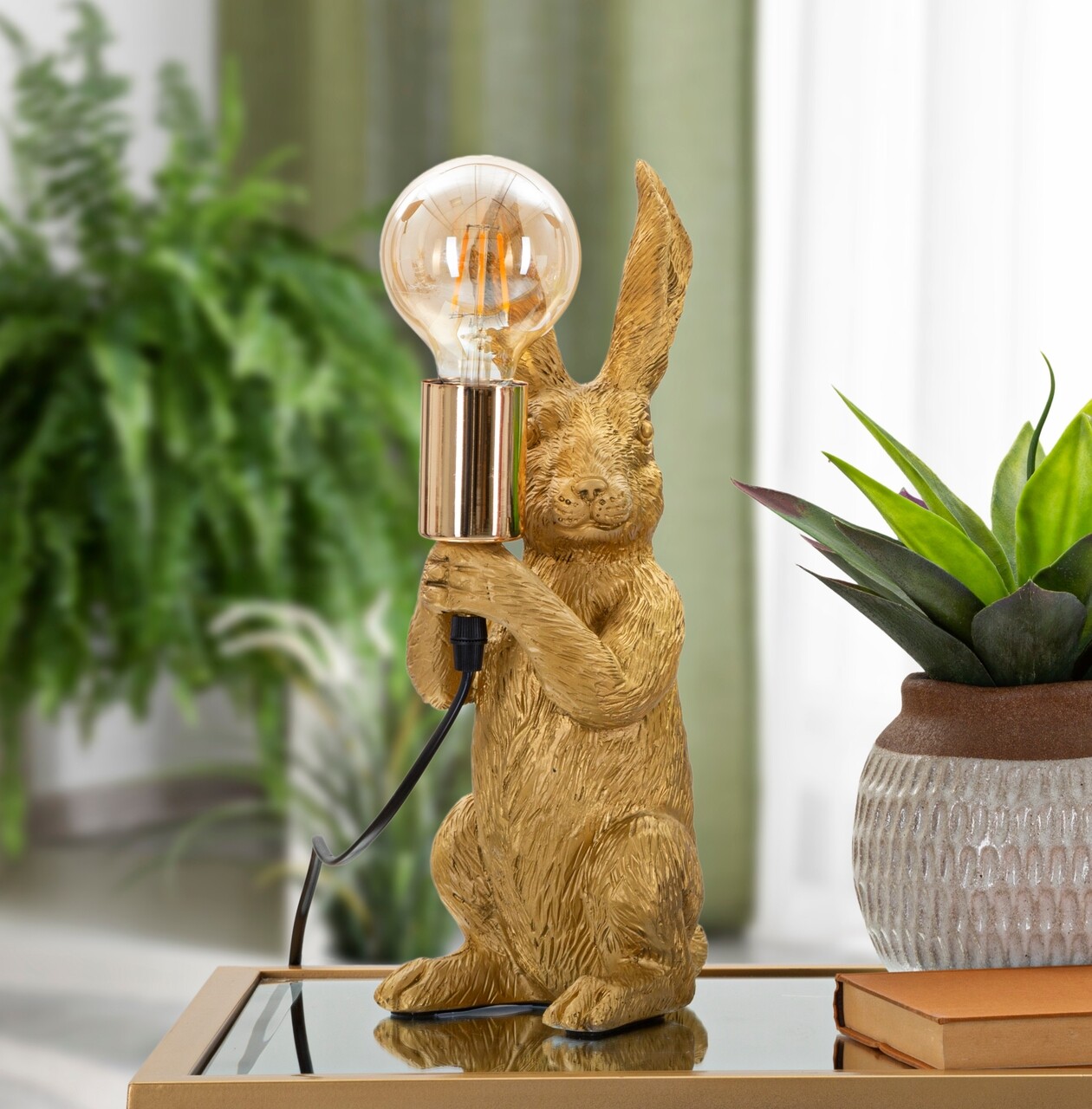 Veioza, Mauro Ferretti, Rabbit, 13 x 17 x 35.5 cm, polirasina/fier, auriu - 1 | YEO
