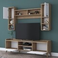 Comoda TV cu raft, Wren, AA101 - 2559, pal melaminat, alb/nuc
