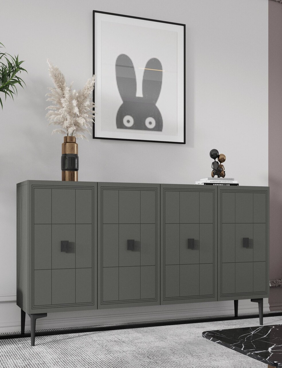 Consola, Hanah Home, Yuka 120, 120x75x32 cm, Antracit - view 4