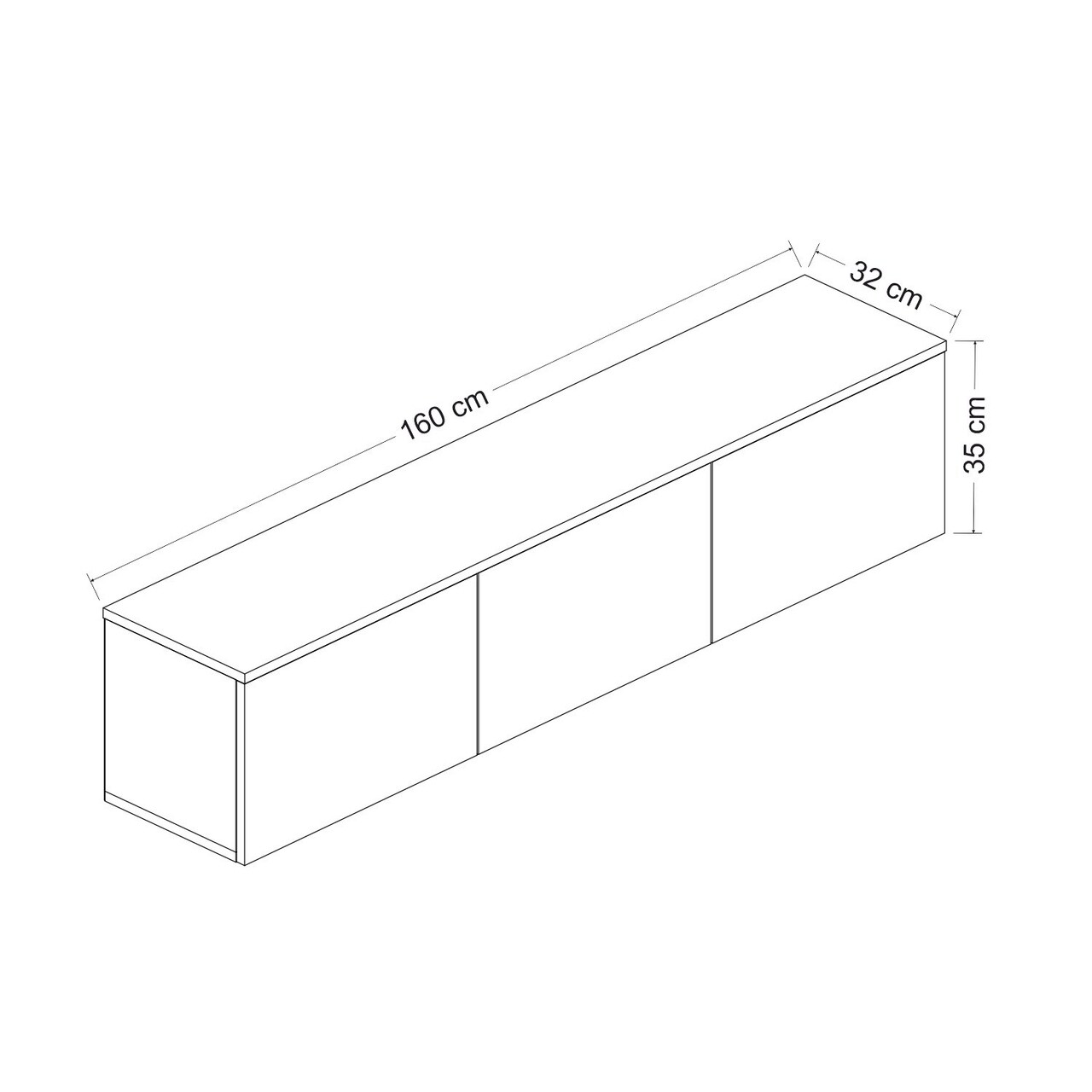 Comoda TV, Inarch, Neon, 160x35x32 Cm, Stejar Alb