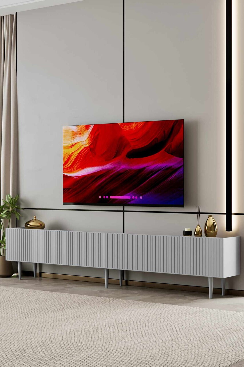 Comoda TV, Hanah Home, Capella 240, 240x50x29 cm, MDF, Gri deschis - view 2