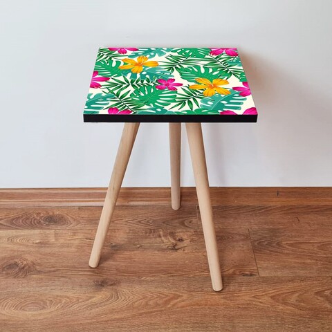 Masuta, Leona, Shp206, 35x42x35 cm, Verde / Galben / Fuchsia / Alb
