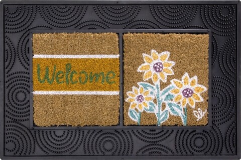 Covoras de intrare, Olivo Tappeti, Window 2, Welcome, 40 x 60 cm, cauciuc/fibra cocos, multicolor